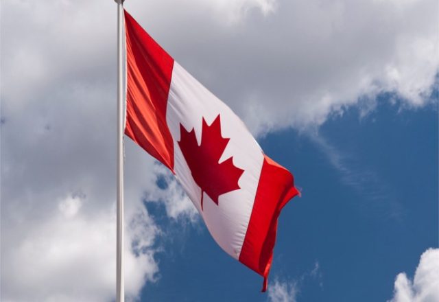 flag in front of blue sky